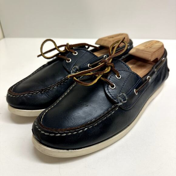 Oak Street Bootmakers Boat Shoe Navy Chromexcel Leather Men's Size 9 - Picture 1 of 12